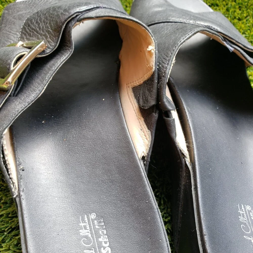 EUC DR. SCHOLL'S original collection leather platform big buckle (9.5) jet black